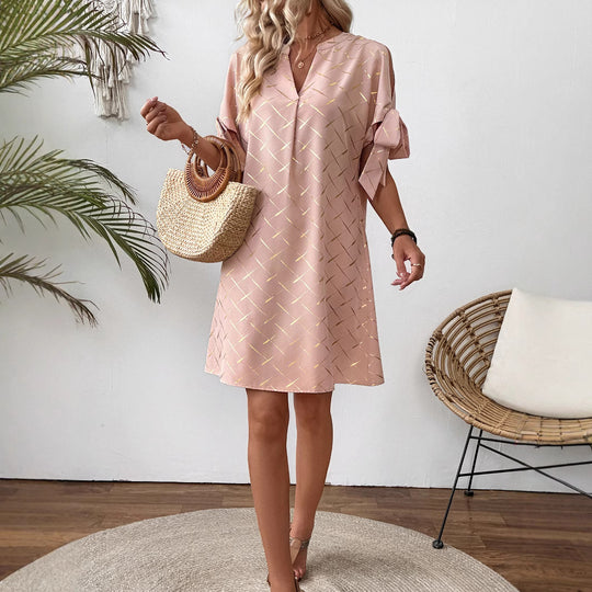 Damen lässiges Kleid mit leichten Puffärmeln R&B