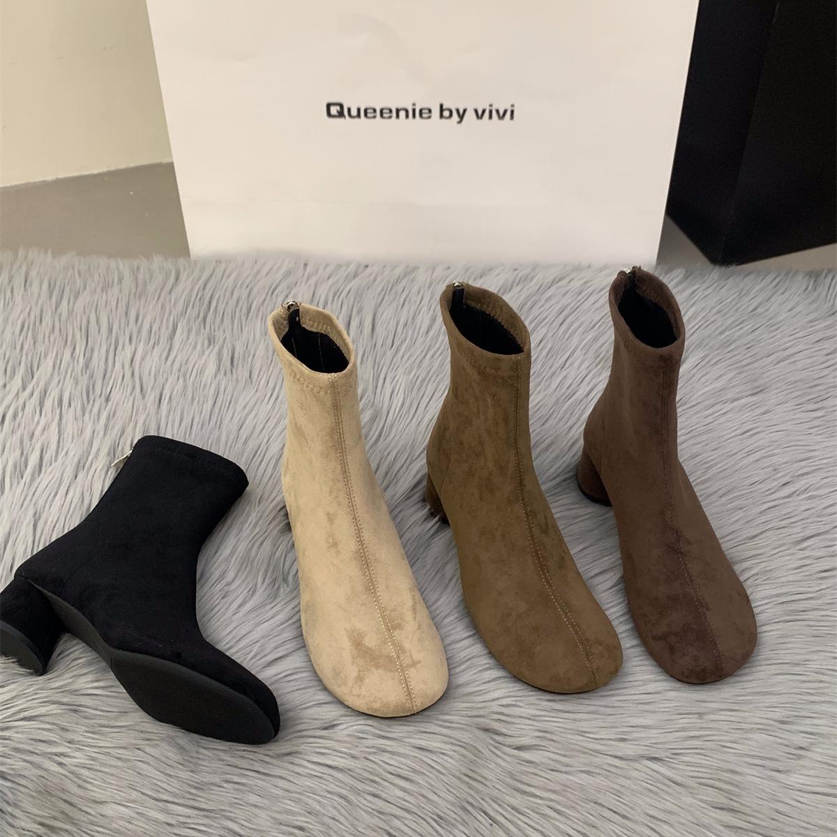 Damen Elegante Stiefeletten mit modischem Blockabsatz und Reißverschluss R&B