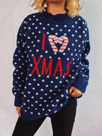 Damen Strickpullover mit festlichem Weihnachtsdesign und lockerer Passform R&B