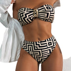 Damen Bandeau-Bikini mit geometrischem Design