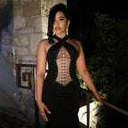 Damen Elegantes Maxi-Kleid mit raffiniertem Schnürungsdesign R&B