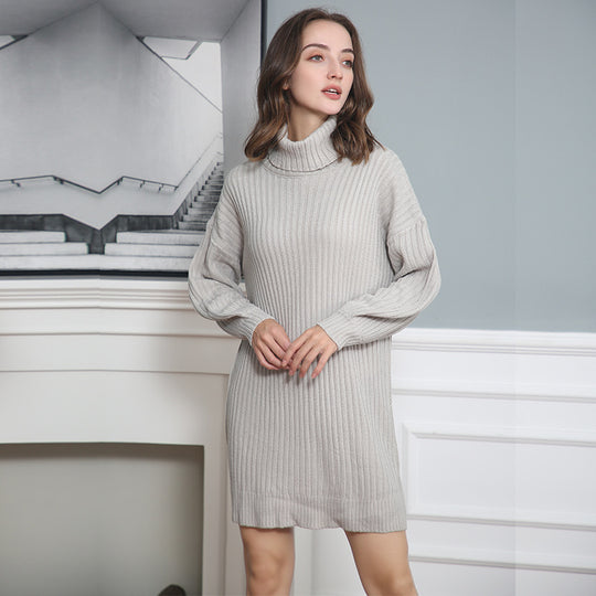 Damen Grobstrick Rollkragenpullover im lässigen Schnitt R&B