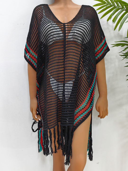 Damen luftiger Strandsarong mit fransigen Details R&B