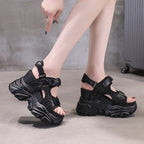 Damen Sportliche Plateau-Sandalen mit verstellbaren Riemen und rutschfester Sohle