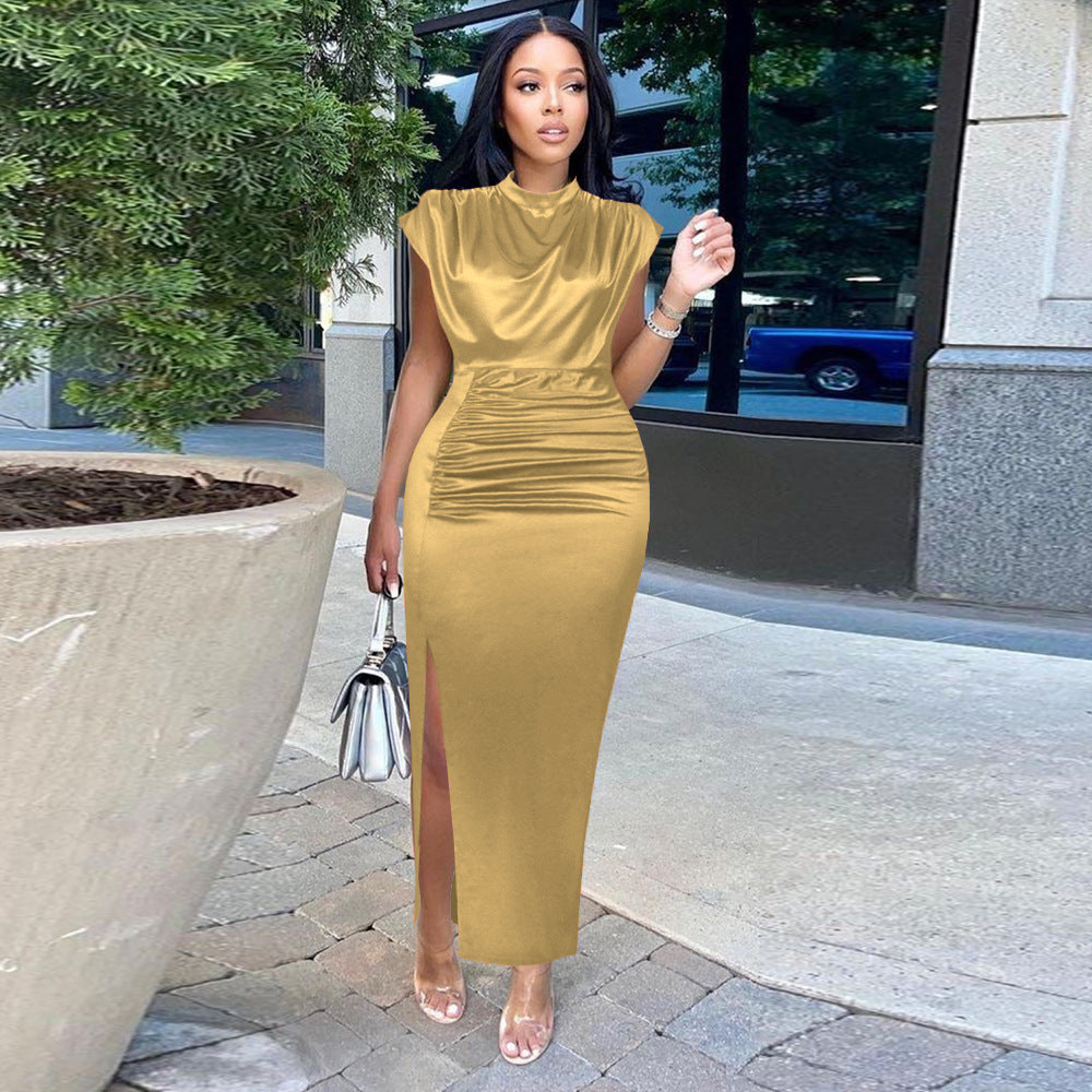 Damen Elegantes figurschmeichelndes Maxikleid mit seitlichem Schlitz R&B