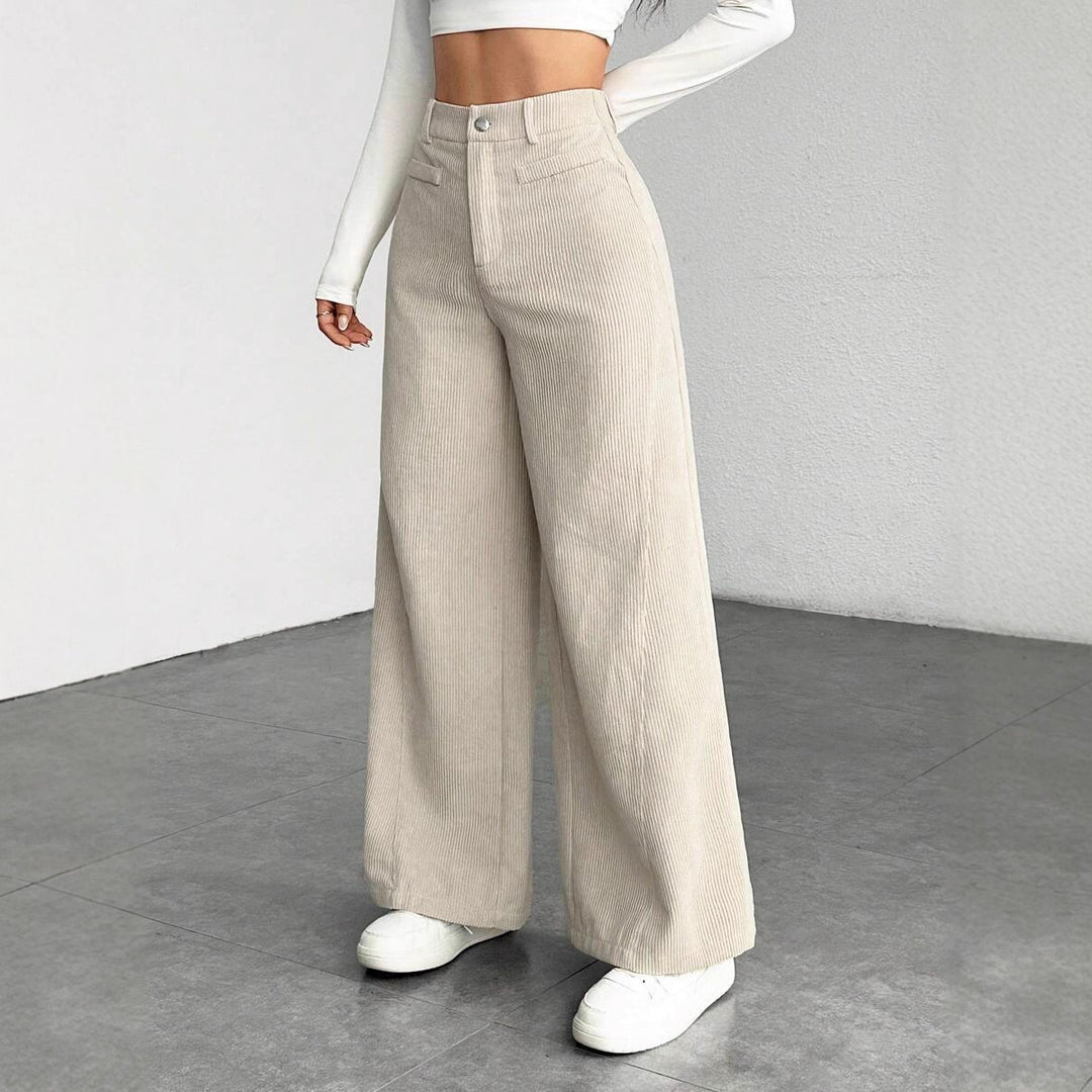 Damen weite Faltenhose mit hohem Bund R&B