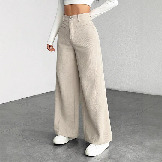 Damen weite Faltenhose mit hohem Bund R&B