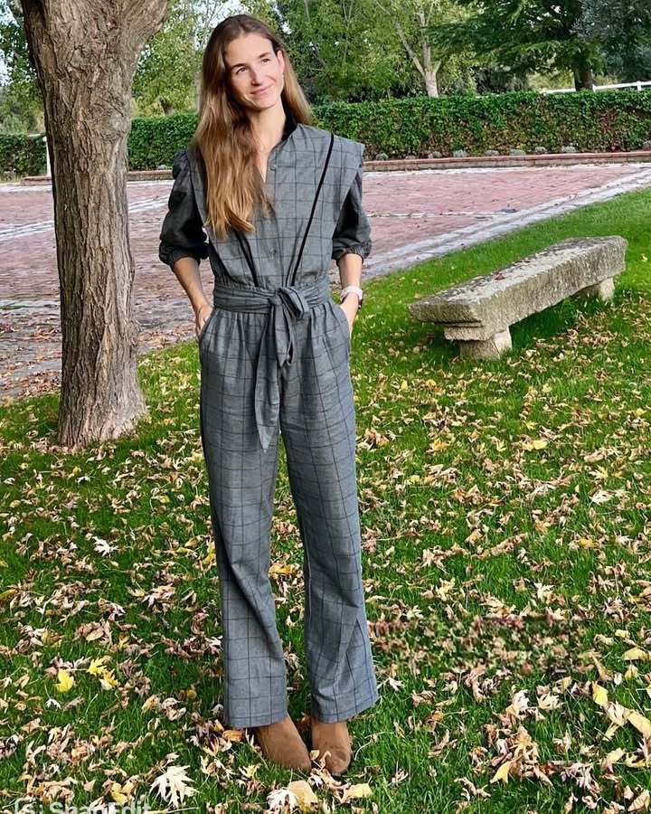 Damen Jumpsuit mit maßgeschneidertem Schnitt und grafischem Karomuster R&B