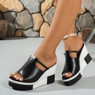 Damen Wedge-Sandalen mit funkelndem Schmuckdetail R&B