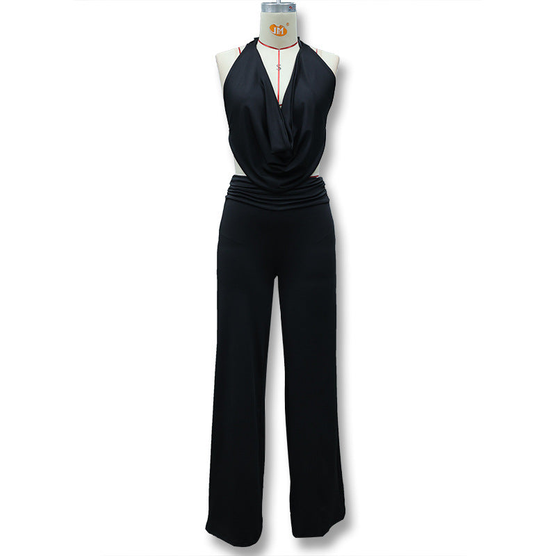Damen Jumpsuit mit elegantem Wickeldetail und weiten Beinpartien R&B