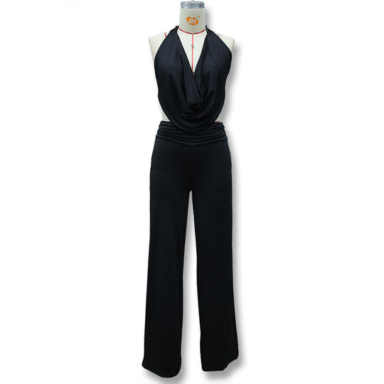 Damen Jumpsuit mit elegantem Wickeldetail und weiten Beinpartien R&B