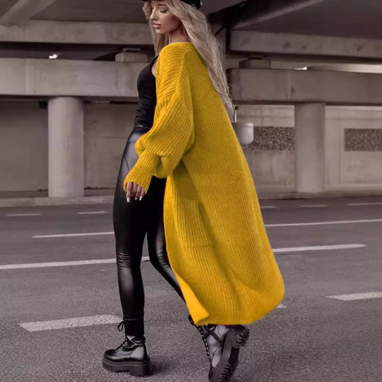 Damen Grobstrick-Cardigan mit tiefen Taschen und lässigem Oversized-Schnitt R&B