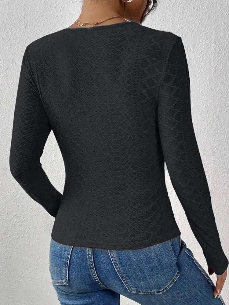Damen Bluse mit transparenten Spitzenakzenten und elegantem V-Ausschnitt Heidi-Mode