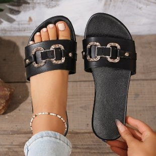 Damen Modische Riemensandaletten mit elegantem Schmuckdetail R&B