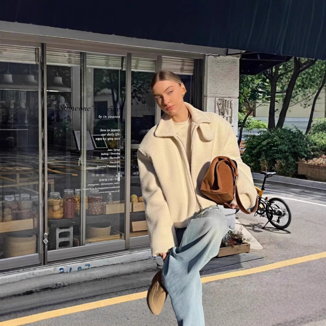 Damen kuschelige und stylische Kurzjacke R&B