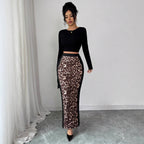 Damen nan taillierter Bleistiftmidirock mit Animal-Print-Mittelbahn und seitlichem Oberschenkel-Schlitz R&B
