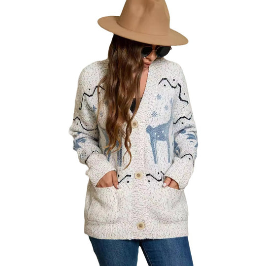 Damen Strickjacke mit kunstvollem Muster und eleganten Knopfdetails R&B