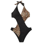 Damen Einteiliger Badeanzug mit innovativem Cut-Out-Design und luxuriösem Leopardenmuster