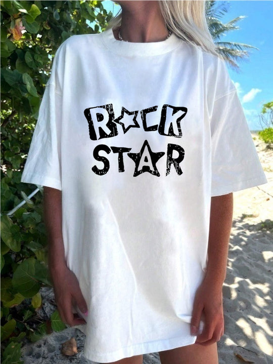 Damen T-Shirt mit kreativem Katzenmotiv und verspielter Schleife R&B