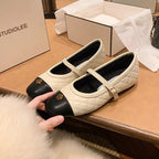 Damen Ballerinas mit glänzender Stepp-Optik und eleganter Riemchenverzierung