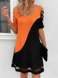 Damen modisches Freizeitkleid mit Cut-Out Ärmeln und asymmetrischem Design R&B