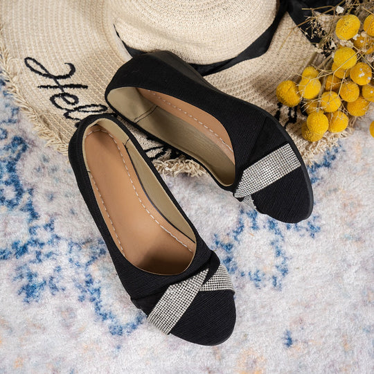 Damen elegante Slip-On Ballerinas mit funkelnden Applikationen R&B