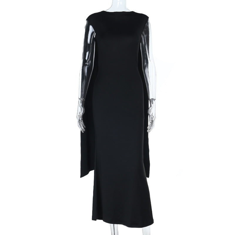 Damen elegantes Maxikleid mit raffinierten Ärmeldetails und fließender Silhouette R&B
