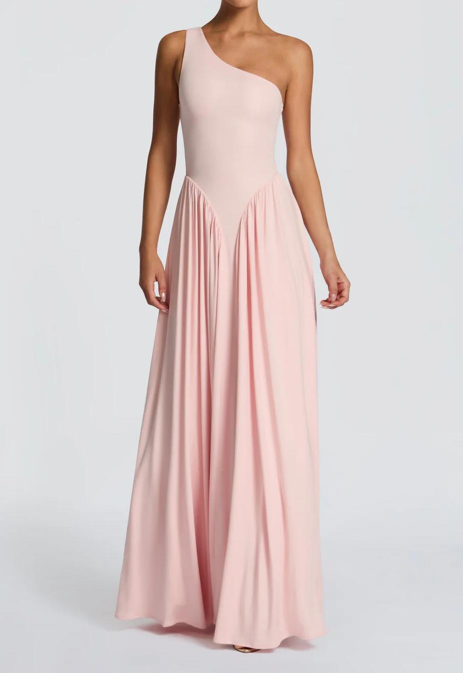 Damen Maxi-Kleid mit schulterfreiem Design und fließendem Stoff R&B