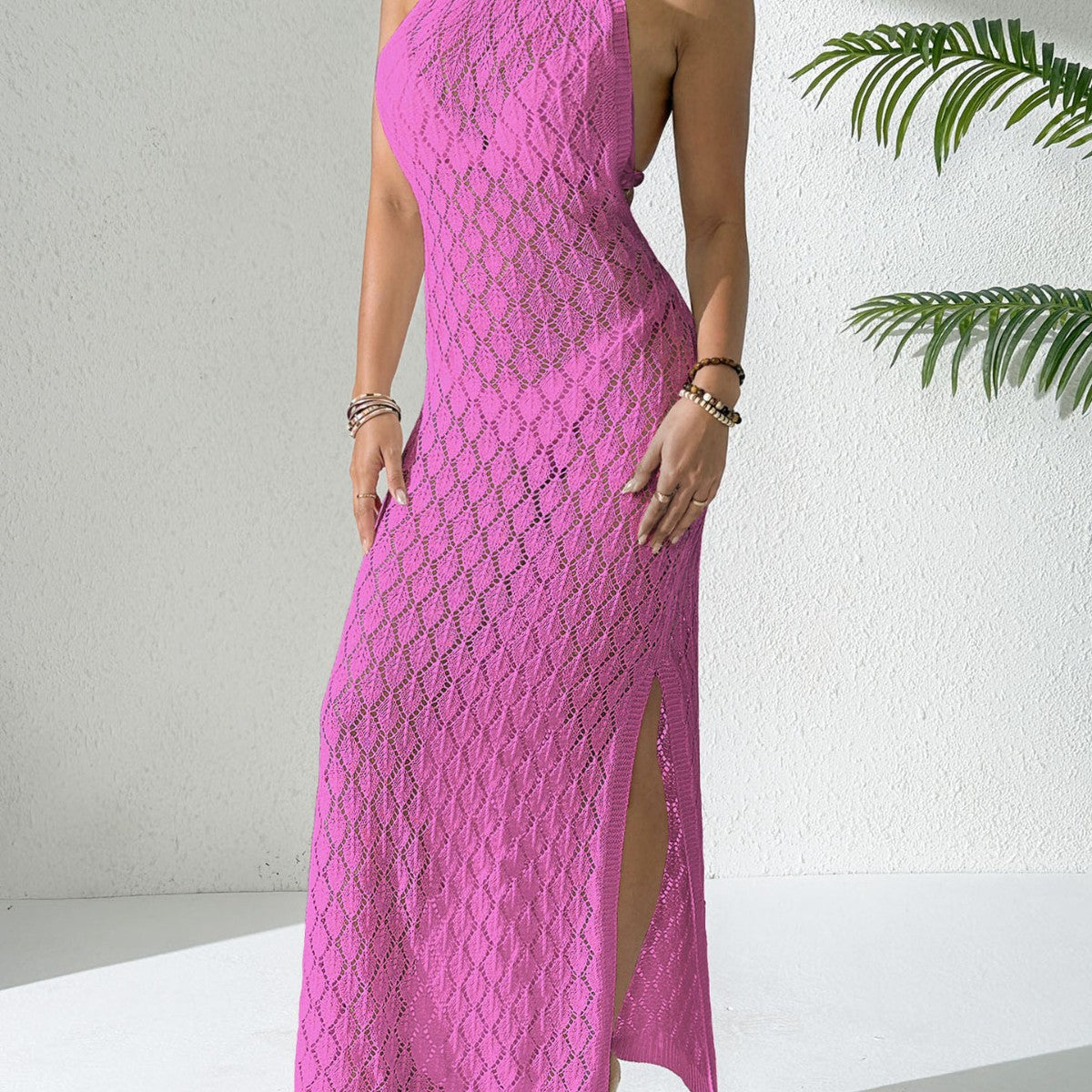 Damen gehäkelter Strandmaxikleid R&B