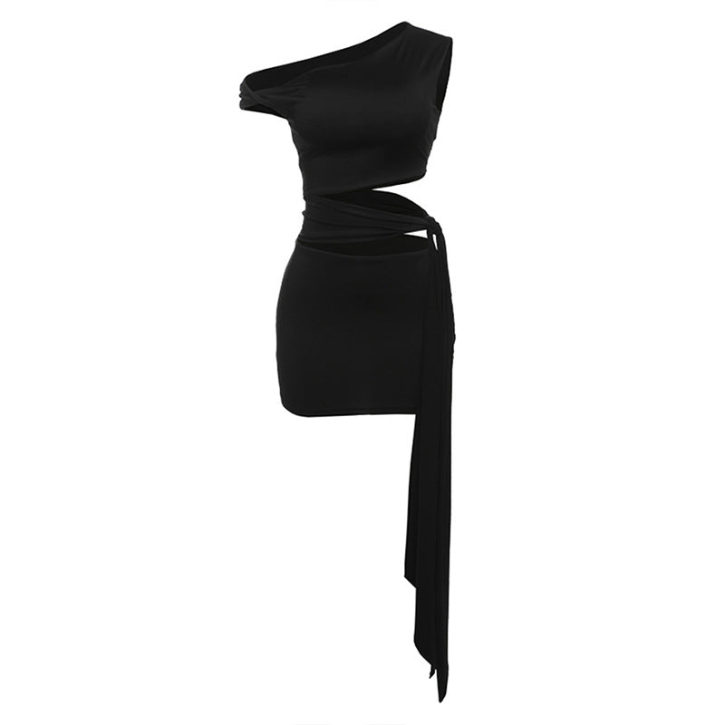 Damen Einseitig geschnittenes Wickelkleid R&B