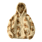 Damen Teddy-Fleecejacke mit Kapuze und großen Taschen