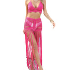 Damen gehäkeltes Strand-Outfit mit fransigen Details R&B