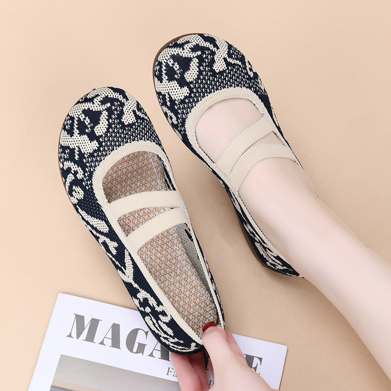 Damen Bequeme Ballerinas mit elastischen Riemen R&B