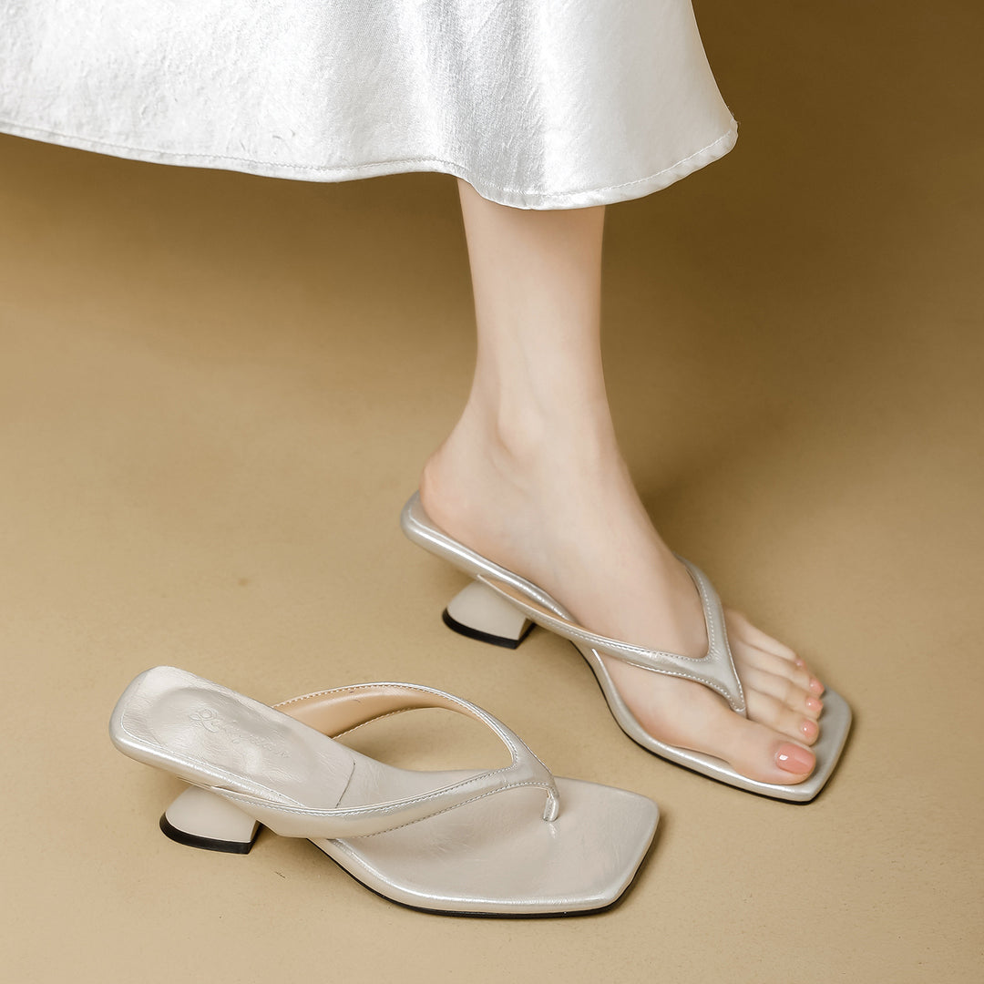 Damen elegante Flip-Flops mit modischem Blockabsatz R&B