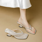 Damen elegante Flip-Flops mit modischem Blockabsatz