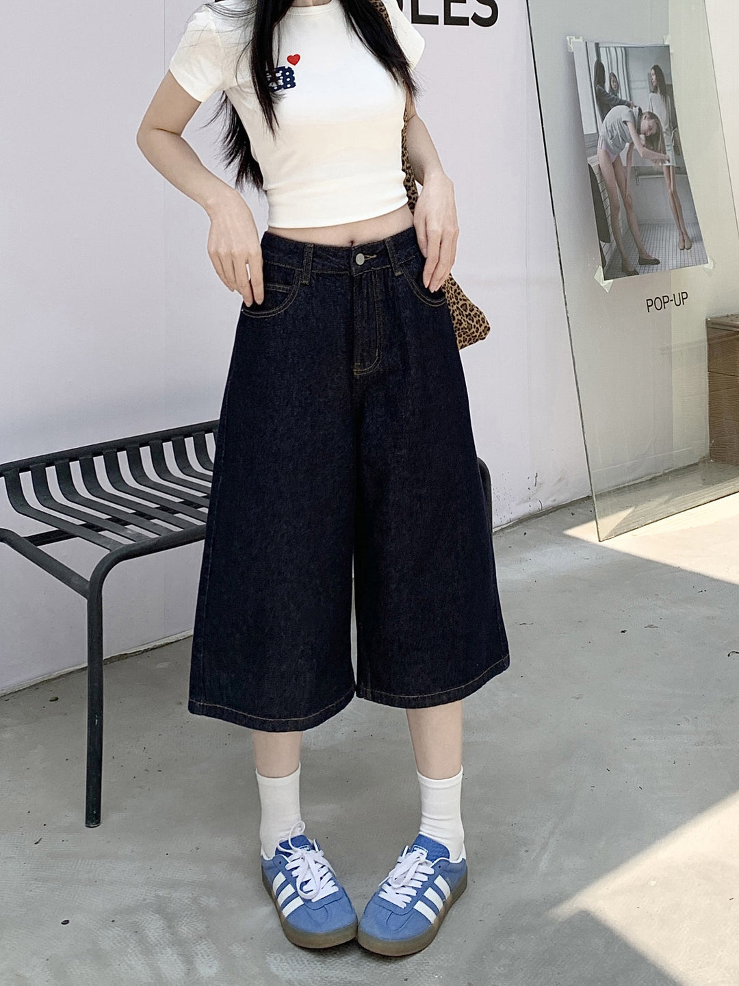 Damen Weite Denim-Culotte mit modischem Schnitt R&B