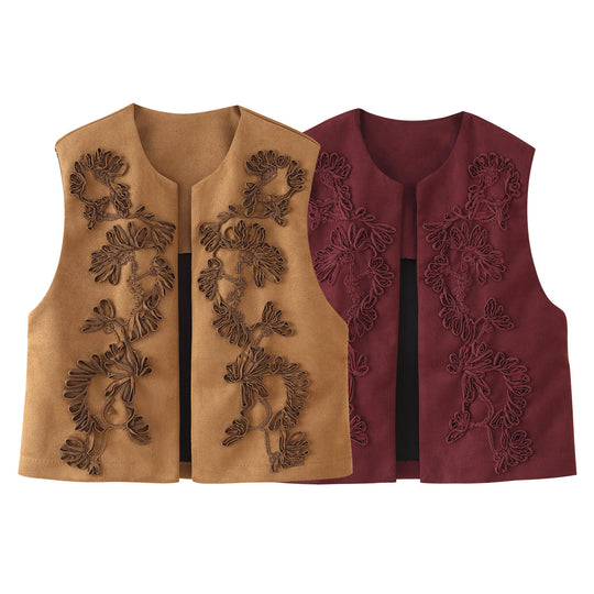 Damen Weste mit floralem Stickdesign R&B
