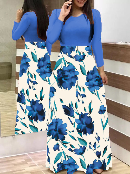 Damen Elegantes Maxikleid mit grafischem Druck und flexiblem Bund R&B