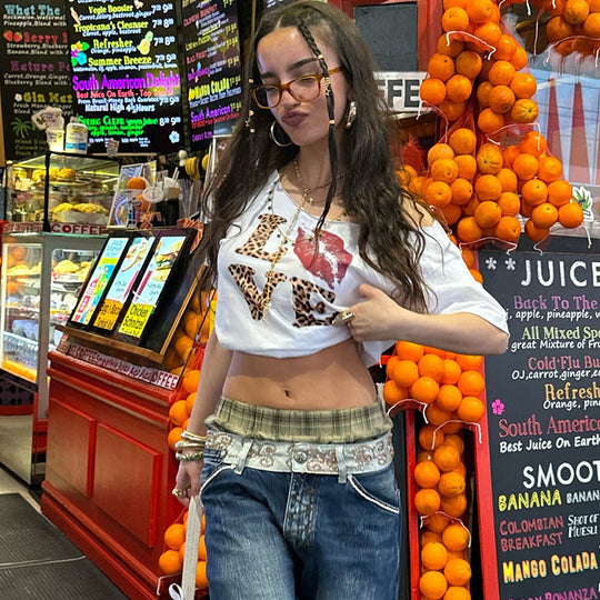 Damen T-Shirt mit tierischem Muster und auffälligem Druck R&B