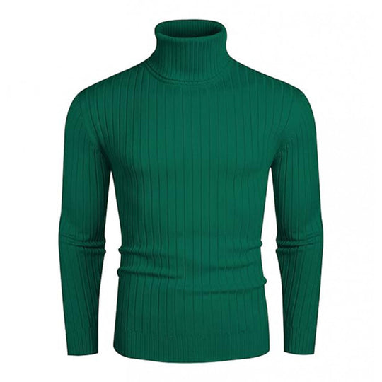 Herren Strickpullover mit hohem Kragen und Rippenmuster R&B