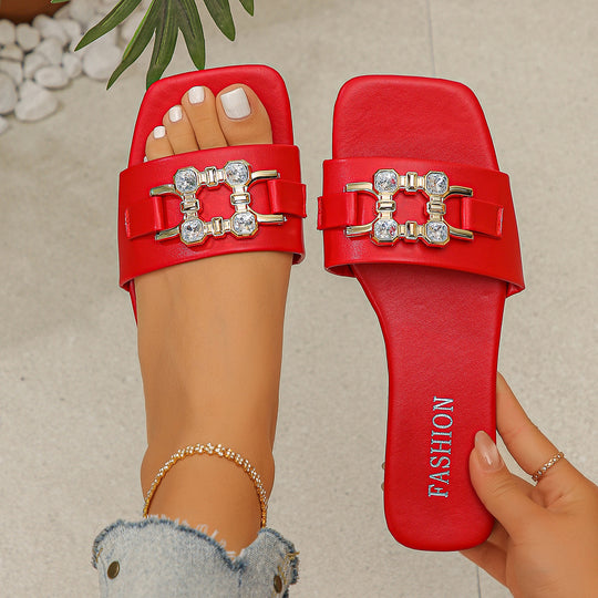 Damen modische Slipper mit glamourösem Schmuck-Detail R&B