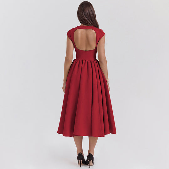 Damen Midi-Kleid mit elegantem A-Linien-Schnitt und raffinierten Falten R&B