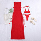 Damen Strandkleid mit verstellbaren Bändern und Raffungen R&B
