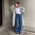 Damen Längerer kuscheliger Cardigan mit weitem Schnitt R&B