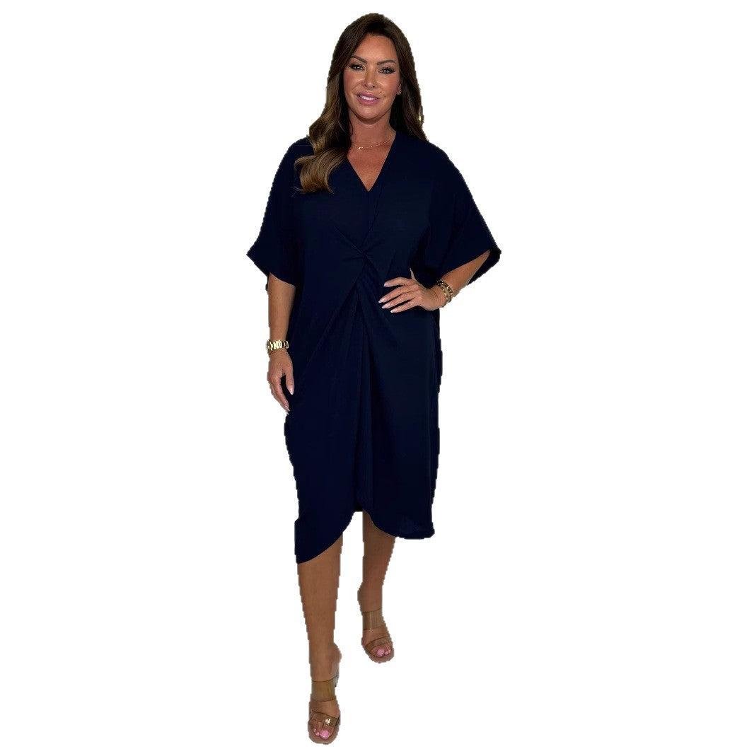 Damen elegantes Wickelkleid mit kaschierendem Effekt R&B