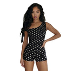 Damen Einseitiger Jumpsuit mit Punkten und Schleifendetail R&B