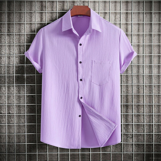 Herren Kurzarmhemd aus atmungsaktivem Strukturstoff mit klassischem Kragen R&B