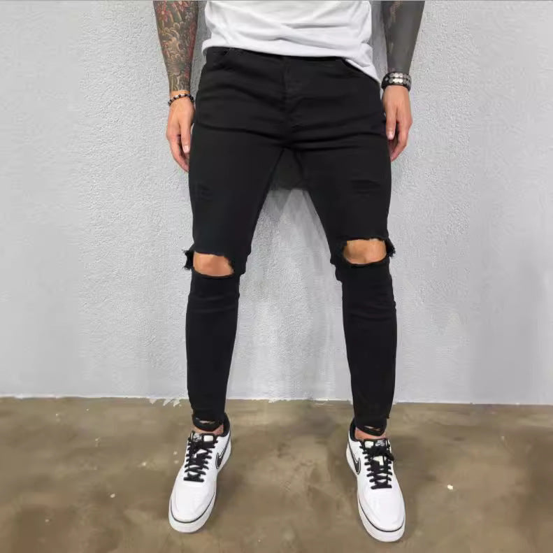 Herren Slim Fit Jeans mit modischen Rissen R&B