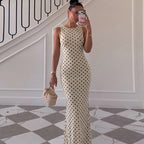Damen Elegantes Maxikleid mit Punktdesign und figurbetontem Schnitt R&B