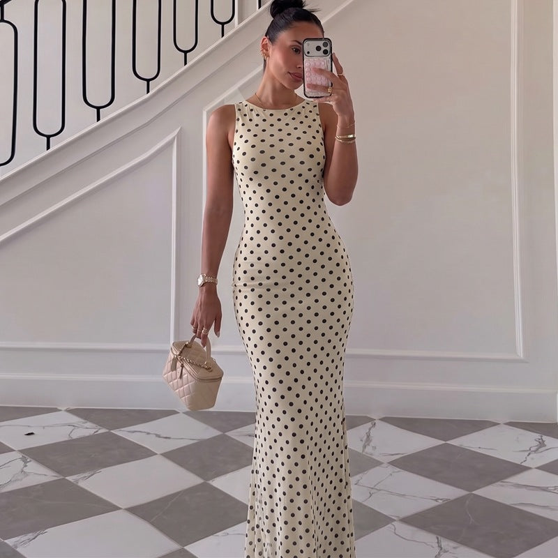 Damen Elegantes Maxikleid mit Punktdesign und figurbetontem Schnitt R&B